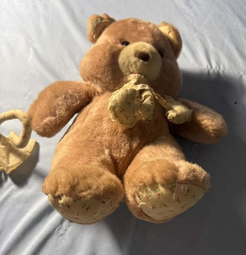 Kids Of America Corp Vintage Floral Bow Plush Teddy Bear